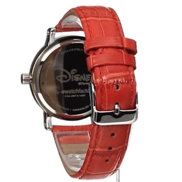 Women's Disney Minnie Mouse Red Faux Leather Buckle Watch - Picture 6 of 12